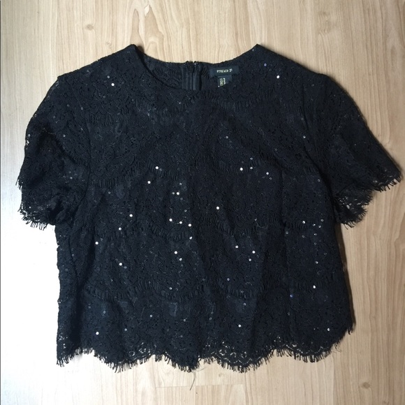Forever 21 Tops - Lace and sequin crop top.
